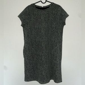 LOFT Petite Black and Green Print Dress